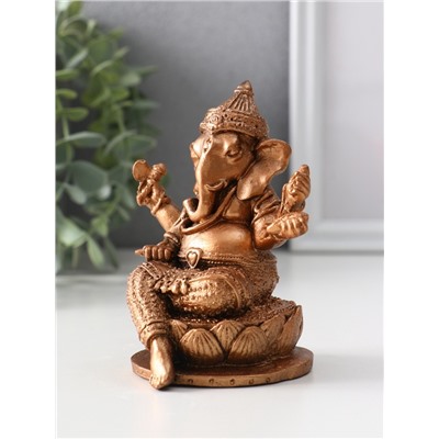Фигурка гипс «Ганеша на лотосе», 10.5×9×8 см, бронза