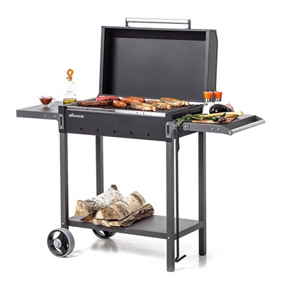 УЦЕНКА Мангал «MAH 203», 128.5×52×90.1 см, 2 мм, колеса, боковые полки, крышка