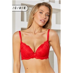 Бюстгальтер кружевной HoneyFormat 8038 с формованной чашей (Красный)