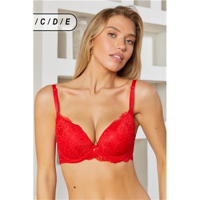 Бюстгальтер кружевной HoneyFormat 8038 с формованной чашей (Красный)