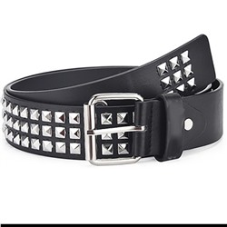 Ремень с клёпками, чёрный, 112-75136, арт. 187.164