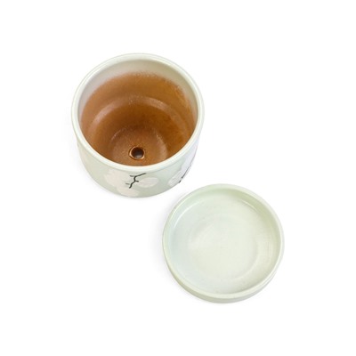 Горшок для цветов «Листья», 900 мл, d=13 см, h=12.5 см, керамический, с поддоном