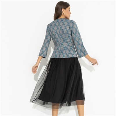 Костюм с юбкой из сетки на подкладе, Больше чем стиль (2 в 1, green)