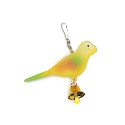 Игрушка для птиц «Птичка», 11.9×3.4×12.5 см, с колокольчиком, пластик, жёлтая
