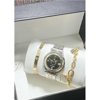 Подарочный набор для женщин часы, 2 браслета + коробка #22852955