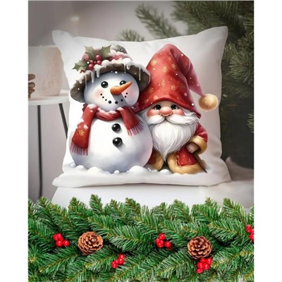 Наволочка декоративная новогодняя 45х45 на молнии, без наполнения