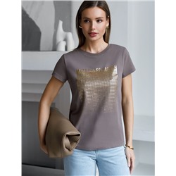 Нарядная футболка с блестящим принтом фольгой