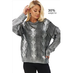 Женский свитер оверсайз с напылением металлик Happyfox