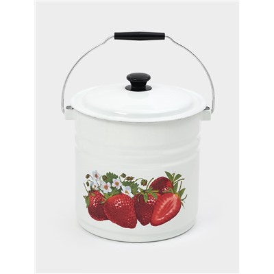 Ведро эмалированное, 12 л, с крышкой и ручкой, белое