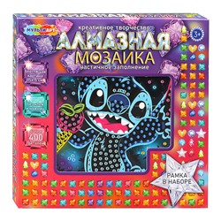 Алмазная мозаика на черном фоне 15*15 "Стич" в коробке