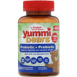 Hero Nutritional Products, Yummi Bears, пробиотики и пребиотики, натуральные ароматизаторы клубники и апельсина, 60 жевательных таблеток
