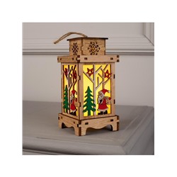 Ёлочная игрушка «Фонарь с Дедом Морозом», 16×8×8 см, от батареек, свечение тёплое белое