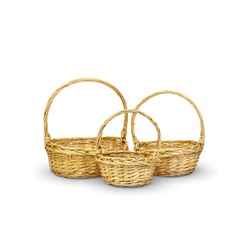 Корзина плетёная для хранения Fibre, с ручкой, бежевая, набор 3 шт.