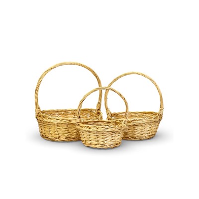 Корзина плетёная для хранения Fibre, с ручкой, бежевая, набор 3 шт.