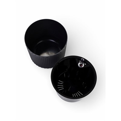 Кашпо для цветов «Фасет», 3.5 л, d=18 см, h=16.5 см, пластиковое, с автополивом, со вставкой, серое