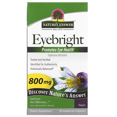 Nature's Answer, Очанка, 400 мг, 90 вегетарианских капсул