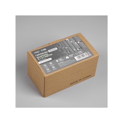 Гирлянда «Бахрома» 6×0.7 м, IP44, УМС, тёмная нить, 120 LED, свечение белое, 220 В