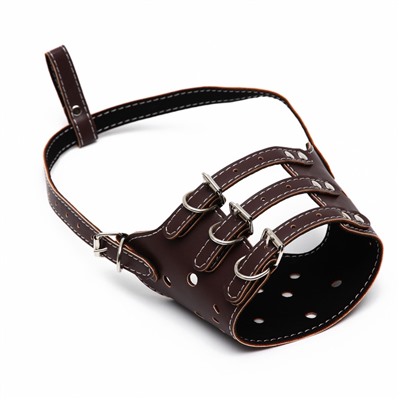 Намордник из прессованной кожи регулируемый, №4, ДН 8.8 см, ОМ 29-35 см, коричневый