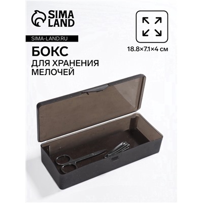 Бокс для хранения мелочей, 18.8×7.1×4 см, чёрный полупрозрачный