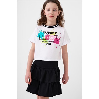 Комплект трикотажный для девочек: джемпер (футболка), юбка-шорты PLAYTODAY, 1240346