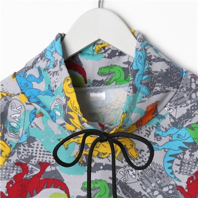 Костюм для мальчика (толстовка, брюки), цвет серый/дино, рост 92 см