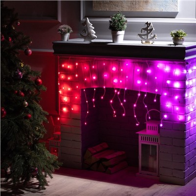 УЦЕНКА Гирлянда «Бахрома», 2×0.4 м, IP20, USB, приложение, серебристая нить, свечение RGB