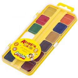 Краски акварельные медовые 12цв АМККМ12Е без кисти пласт.уп Каляка-Маляка