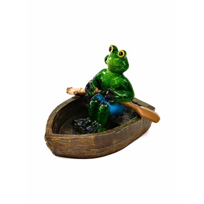 Садовая фигура из полистоуна «Лягушка в лодке», 14×13×9.5 см, водоплавающая