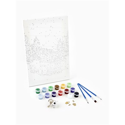 Новогодняя картина по номерам с подрамником и гирляндой «Подготовка к Новому году», 20×30 см