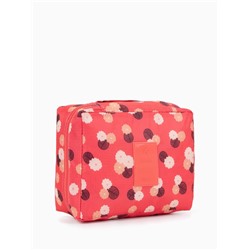 Косметичка - органайзер дорожная на молнии, с карманом, с принтом, красная