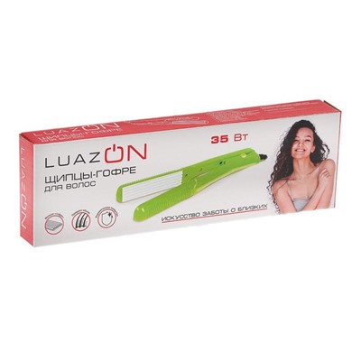 Щипцы-гофре Luazon LW-46, 35 Вт, керамическое покрытие,  20х85 мм, до 160 °C, зелёные