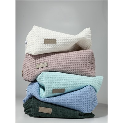 Косметичка женская на молнии TEXTURA, объёмная, большая, мягкая, голубая