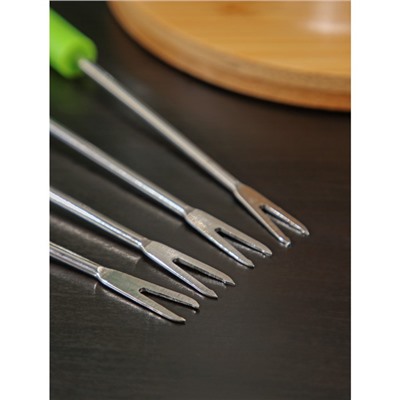 УЦЕНКА Набор для фондю керамический BellaTenero, 5 предметов: чаша 350 мл, 4 шпажки, цвет белый