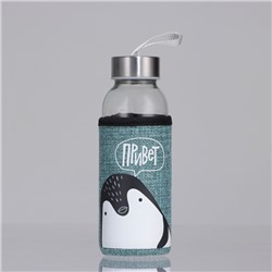 Бутылка для воды стеклянная в чехле «Привет», 350 мл