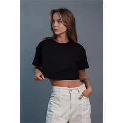Кроп топ женский оверсайз 14416 (Черный)