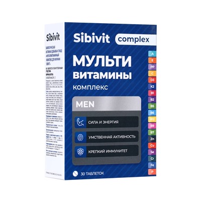 Мультивитаминный комплекс Sibivit, для мужчин, 30 таблеток по 1.3 г