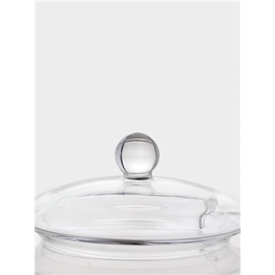 Сахарница с двойными стенками «Флора», 300 мл, 11×12 см, с сухоцветами, с ложкой, стекло, прозрачная