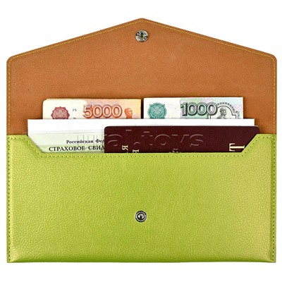 Органайзер-папка д/путешествий Наппа салатовый металлик (227х110 мм)