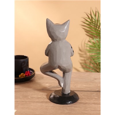 Сувенир интерьерный «Кот-йог», 28 см, дерево