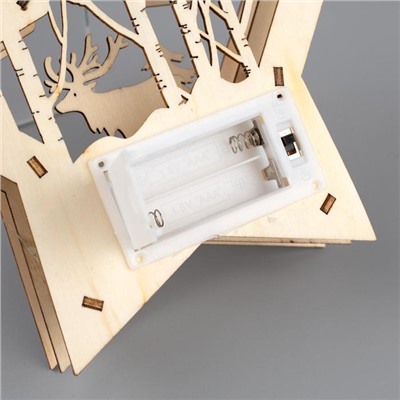 Светодиодная фигура «Звезда с оленем в лесу» 18×18×5 см, дерево, батарейки АААх2 (не в комплекте), свечение тёплое белое