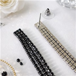 Комплект вечерней бижутерии со стразами чокер и серьги, цвет: черный, арт.012.091