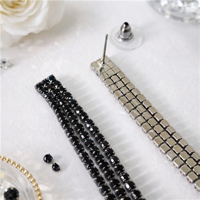 Комплект вечерней бижутерии со стразами чокер и серьги, цвет: черный, арт.012.091