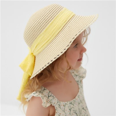 Шляпа для девочки MINAKU «Принцесса», размер 52, бежевая