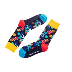 Носки женские с высокой резинкой и принтом, хлопок-полиамид-эластан, цвет черный