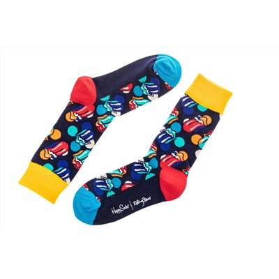 Носки женские с высокой резинкой и принтом, хлопок-полиамид-эластан, цвет черный