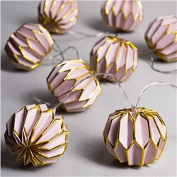 УЦЕНКА Гирлянда «Нить», 2 м, с насадками «Бумажный фонарик розовый», IP20, 10 LED, батарейка AAх2 (не в комплекте), прозрачная нить, свечение тёплое белое