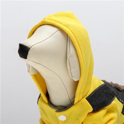 Комбинезон «Мишка», размер L, ДС 35 см, ОШ 35 см, ОГ 45 см, жёлтый, чёрный