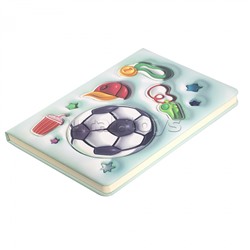 Подарочный блокнот 14,0 см * 21,0 см, эффект 3D, 80л., линия, "Футбол", бирюзовый