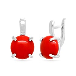 Серьги из серебра коралл, СПН4118