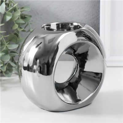 Подсвечник на 1 свечу «Кольцо», d=6 см, серебро, 16×8×14 см